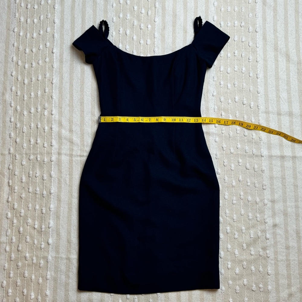Vera Wang vintage navy knee length off the shoulder cocktail dress size 10 - Picture 4 of 10